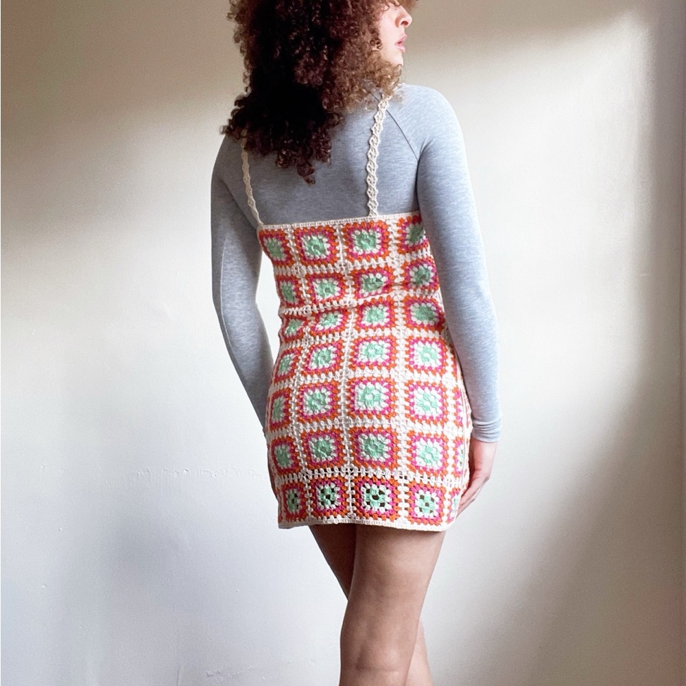 Zara Foral Crochet Mini Dress Boho Cottagecore 60s inspired Retro Bohemian - Picture 3 of 10